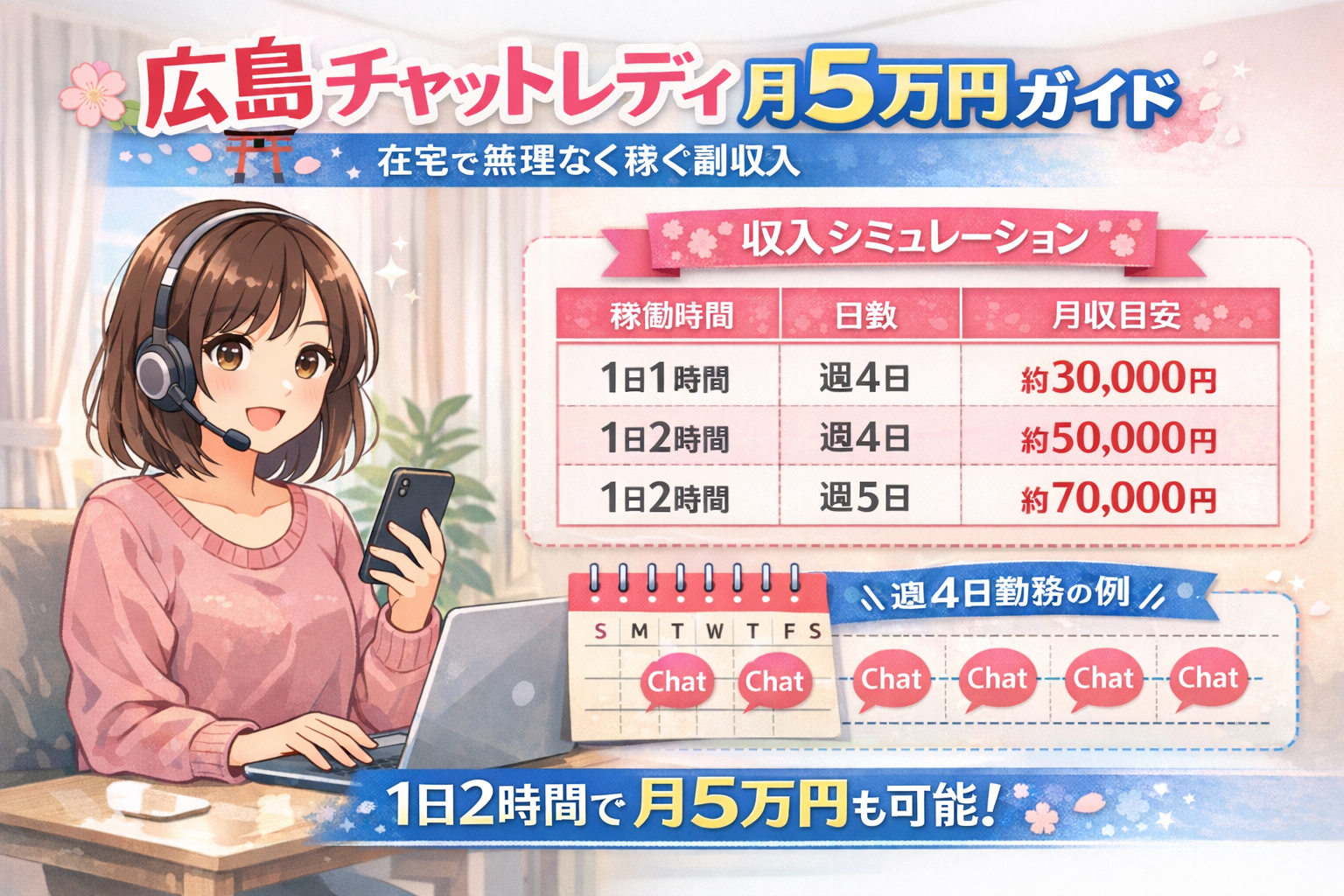 広島チャットレディ月5万円ガイド｜在宅で無理なく副収入を作る始め方